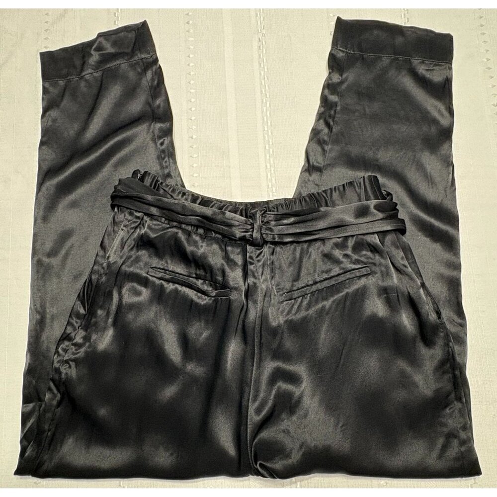 Anthropologie Ettitwa Size 6  lack High-Waisted Tie-Waist Pants Viscose Career - Picture 6 of 10